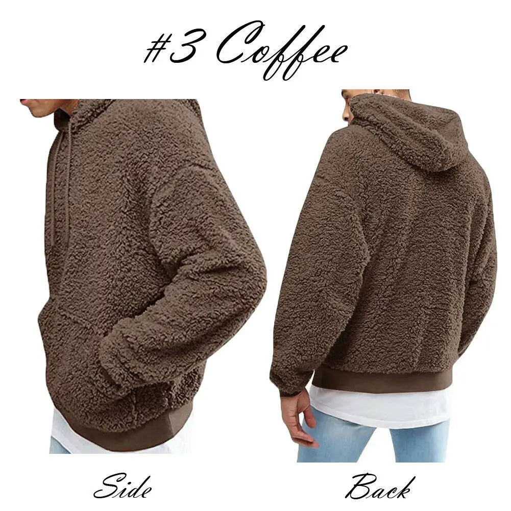 

Mens Winter Warm Faux Fur Teddy Bear Sweatshirt Hoodie Hooded Tops Pullover Casual Fashion Hooded Tee Sweatshirt Outwear