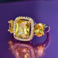 hibride fashion aaa cubic zirconia yellow color vintage rings for women new style bridal top finger rings party accessories r 16
