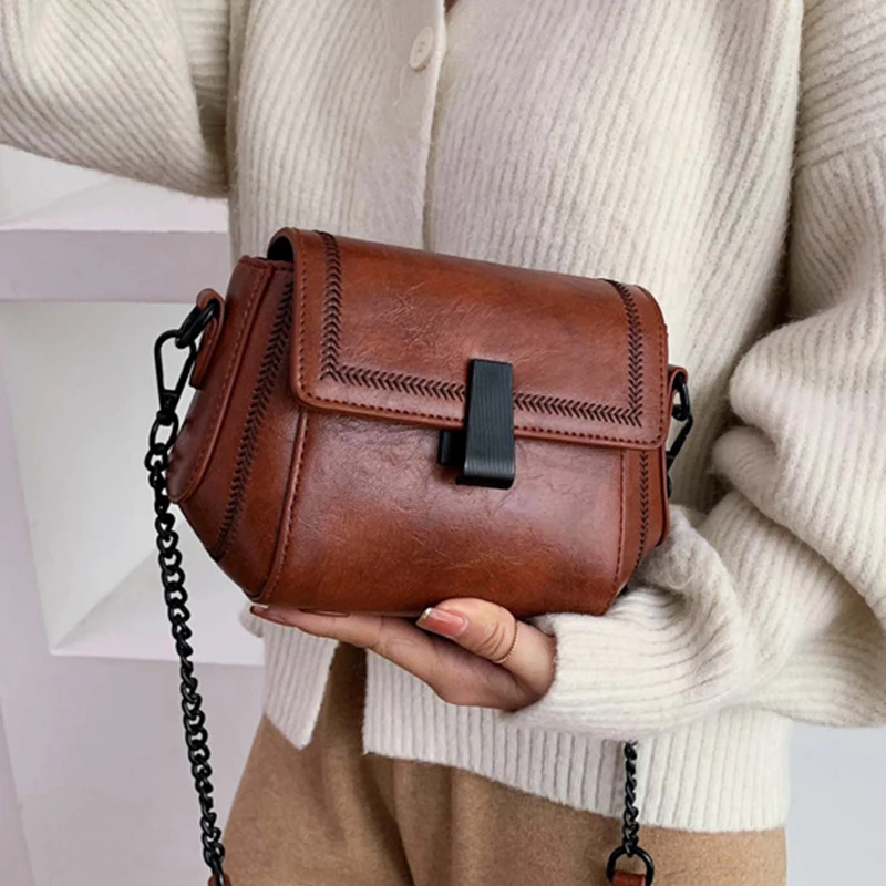 Ретро сумка с клапаном из искусственной кожи Маленькая на плечо для женщин 2020