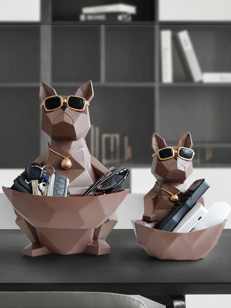 

Moden Crafts Animals Miniature cute ornaments Cat Dog Figurines Resin for Home office decoration Storage bowl Carved Collectible