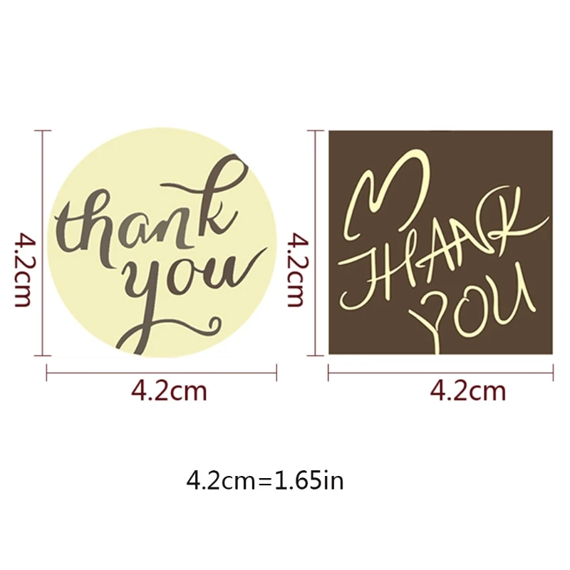 

50 Sheets Thank You Stickers Round Square DIY Adhesive Seal Labels for Envelope U90E