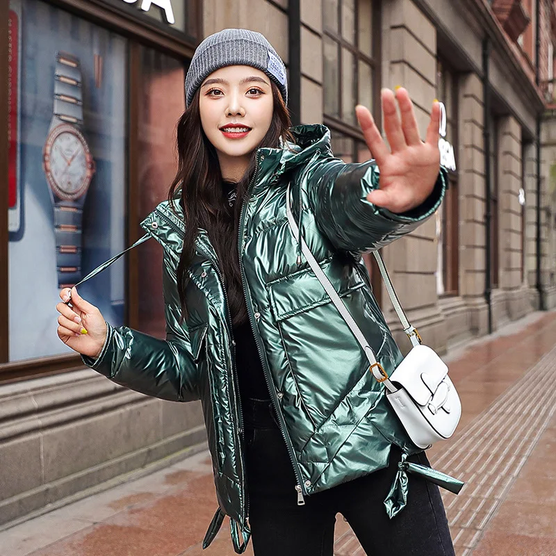 

Fashion Jacket Woman Parkas Shining Winter Coat Women Warm Jacket Hooded Cotton Female Womens Parkas Mujer Casaco Feminino 2020