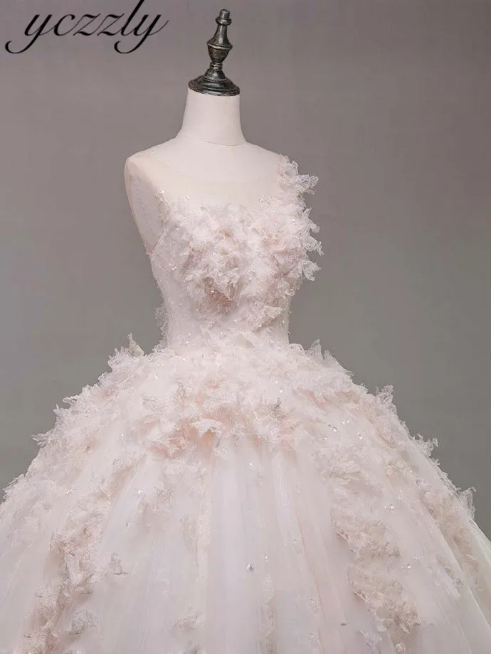 Vestidos De Novia 2019 Пышное розовое платье принцессы кружевное с аппликацией в виде