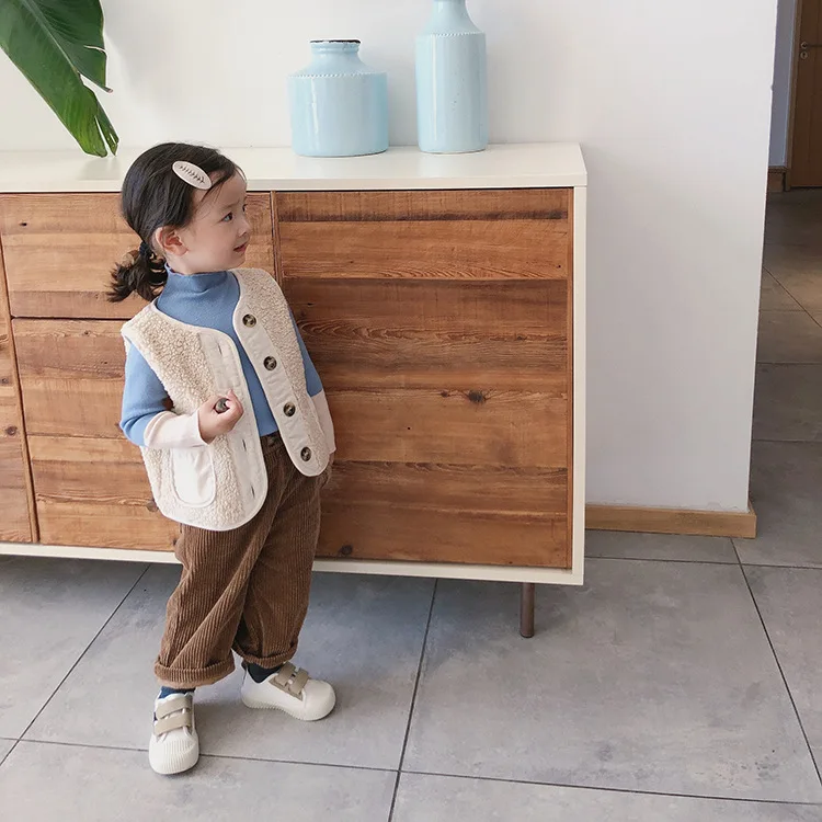 Fashion Girls Vest Coat Toddler Kids Baby Boys Winter Warm Lambs Wool Waistcoat Single Breated for Kid Outwear | Детская одежда и