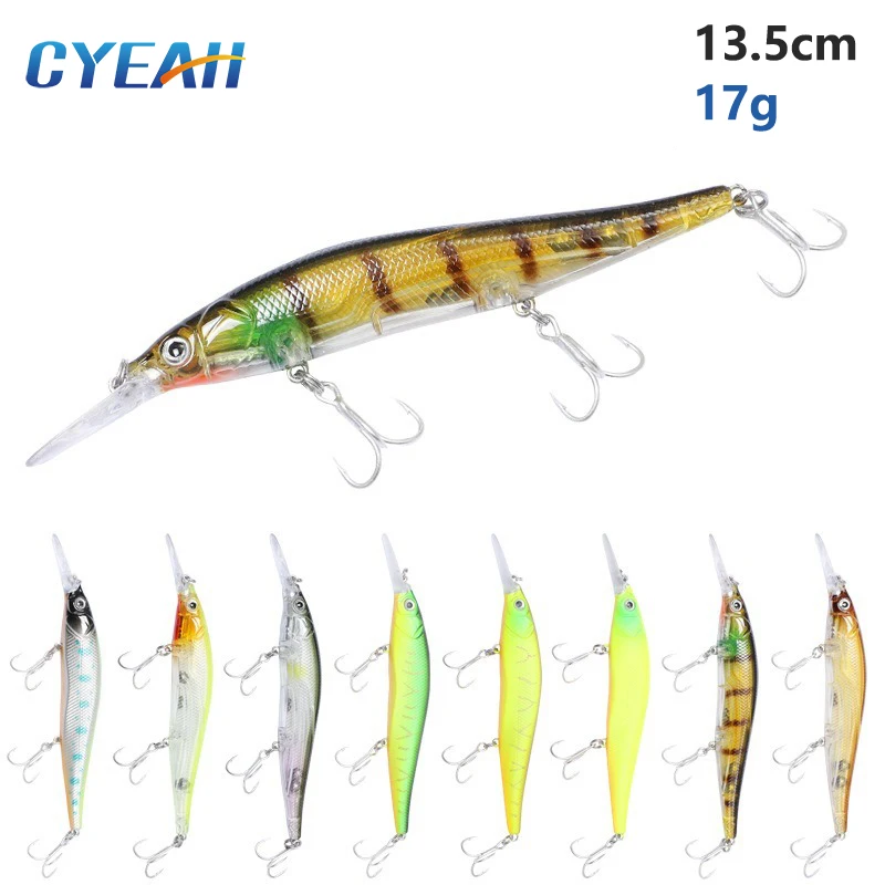 CYEAH приманка для рыбной ловли Minow 13 5 см 17 г 3D воблеры с глазками Minnow 6 # прочными