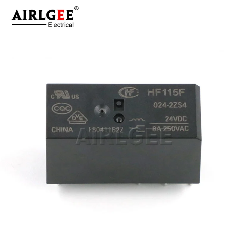 8-полюсное двухполюсное реле мощности DPDT HF-115F-024-2ZS4 24 В в переменного тока 8 А 10 шт. |