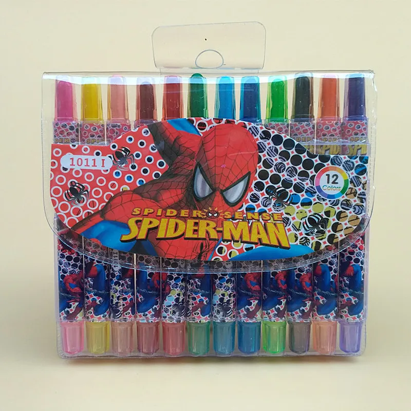 Детская вращающаяся кисть-карандаш с изображением Человека-паука 12 цветов | Дом и