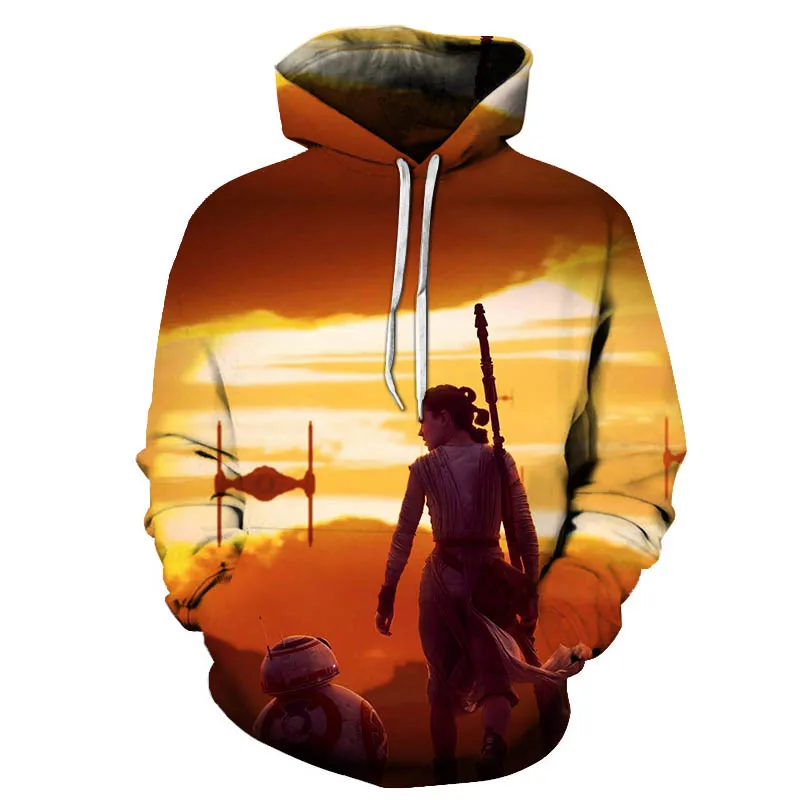 Повседневный пуловер с 3D принтом Звездные войны Мужская толстовка капюшоном