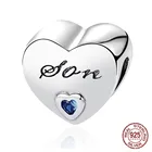 Бусины-шармы для браслета Пандоры, бусины из стерлингового серебра 925, с синим кристаллом, в форме сердца, 2021