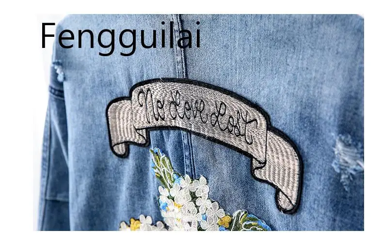 

2019 Autumn Embroidery Flower Cowboy Loose Coat Female Denim Jeans Jacket Women Chaqueta Mujer Streetwear Boyfriend Large Sizes