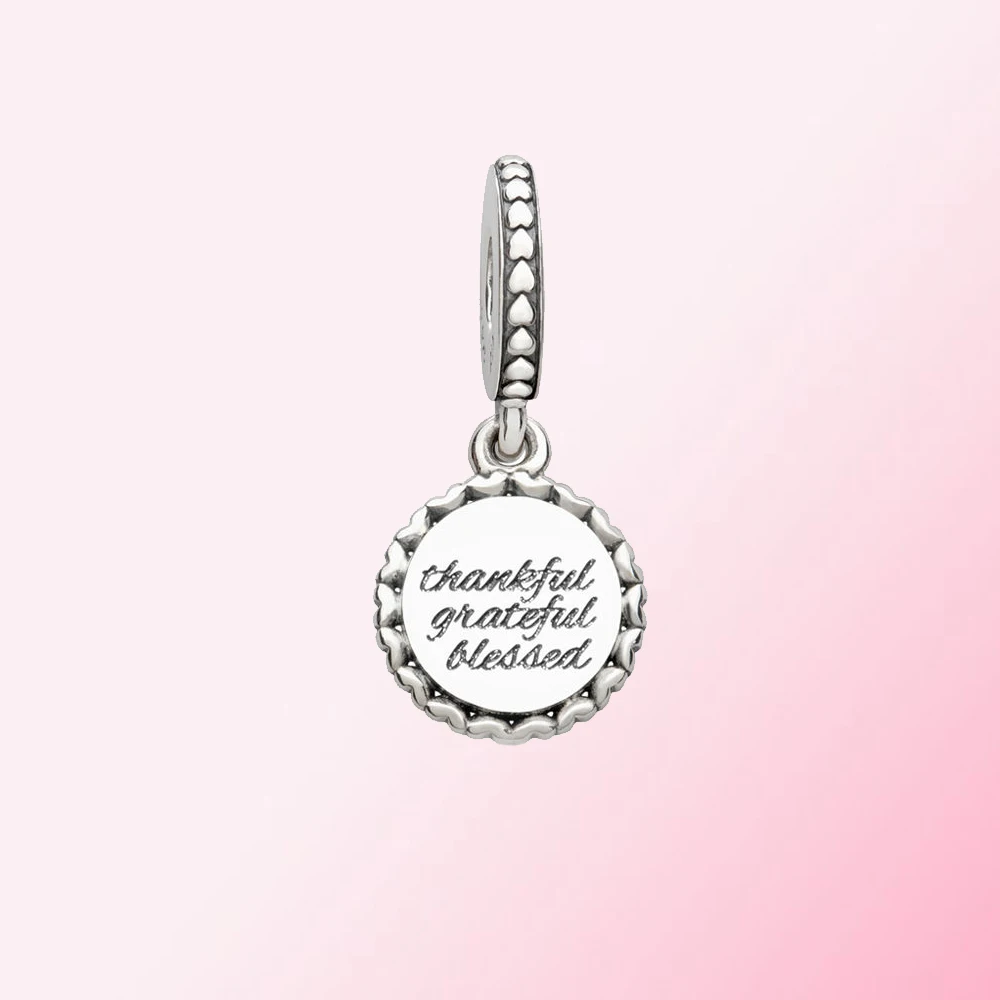 

2021 New 925 Sterling Silver Fashion Grateful Blessed Dangle CharmCharm Style Pendant Personalized Design Pendant Women