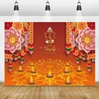 Плакат Laeacco Red Flower Happy Diwali, для фотостудии, фестивалей, индийских карнавалов вечерние, свечей, фон, фото-декорации