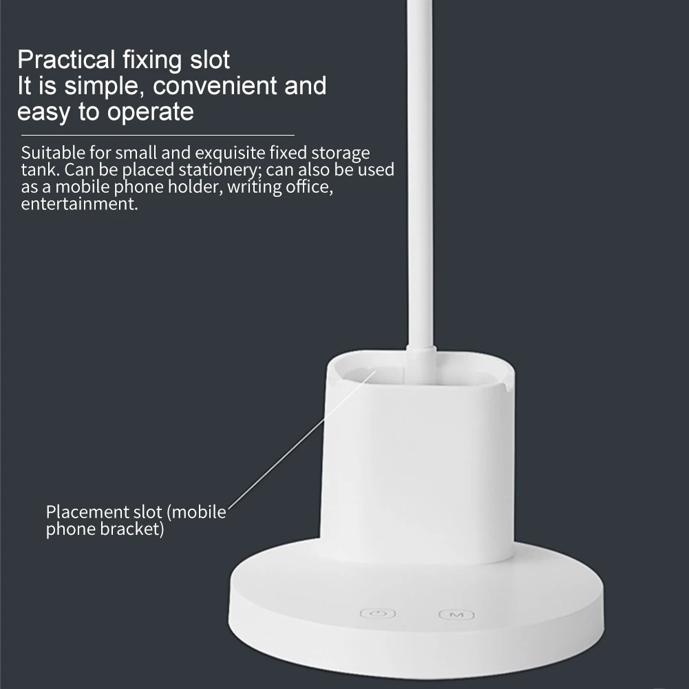 

Stepless Dimming Home With Pen Holder Battery Powered Eye Caring Gooseneck USB Rechargeable Flexible Multifunction LED Desk Lamp