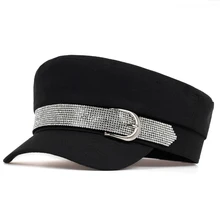Simple Winter Beret with Buckle Hat Women Men Street Fashion Style Newsboy Hats Black Berets Flat To