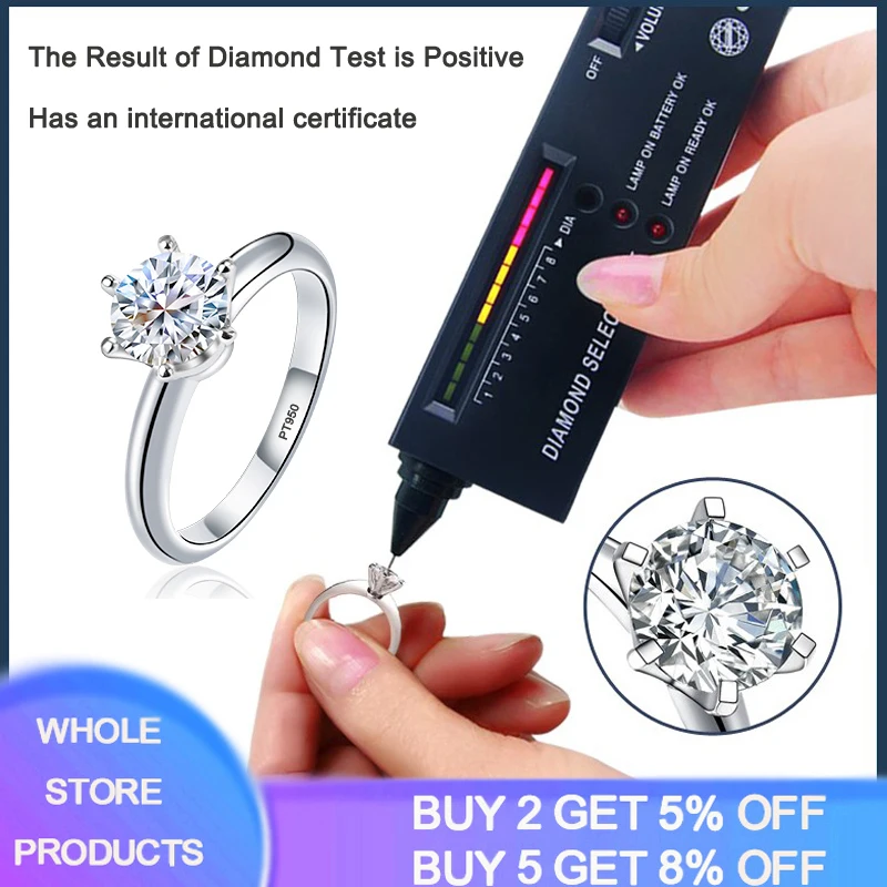 Tiffany С сертификатом роскошный Пасьянс Moissanite кольцо обручальное одноцветное PT950