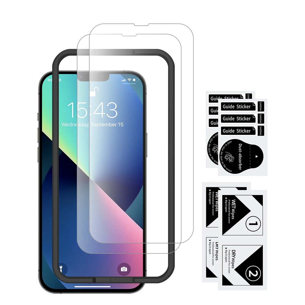 123 pack full cover screen protector 9h clear tempered glass film for iphone 13 13 mini 13 pro max with installation frame free global shipping