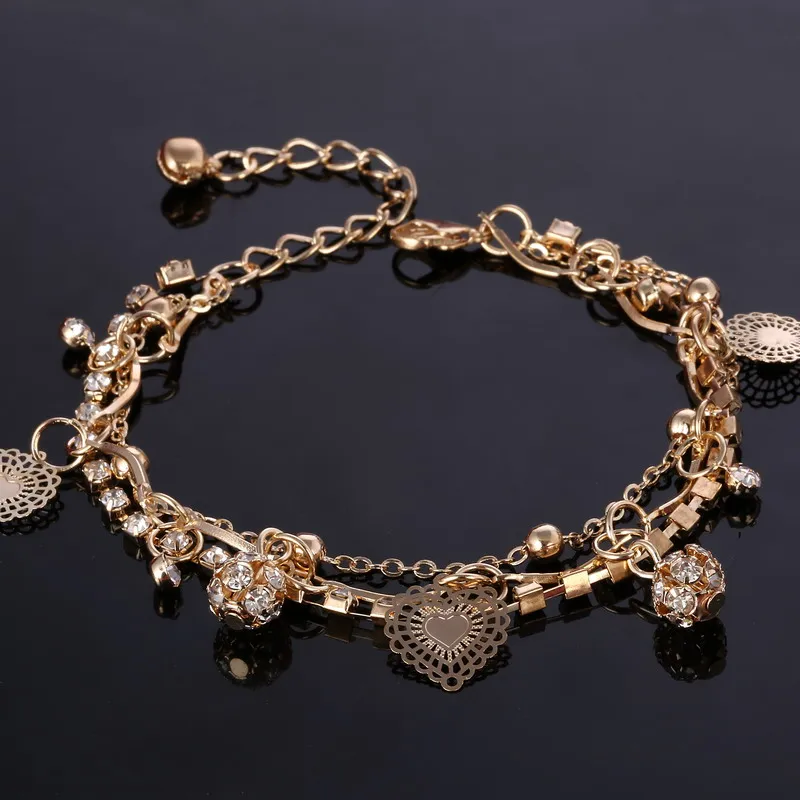 Лидер продаж подвески браслеты золотого цвета с кристаллами и бусинами модные