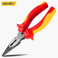 deli high voltage insulated needle nose pliers electrician plier vde 1000v electric multi function wire stripping crimping vise