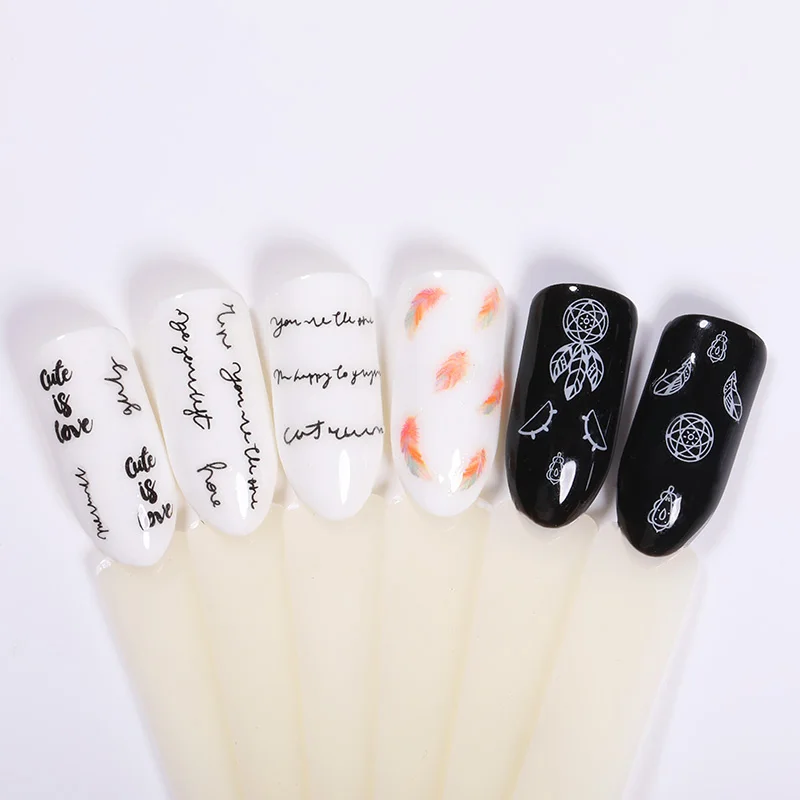 3D смешанные узоры наклейки для ногтей переводные DIY украшения 1 с буквами на листе