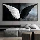 Черно-белый холст с крыльями ангела фотография искусства современный холст художественные настенные плакаты и принты для домашнего декора