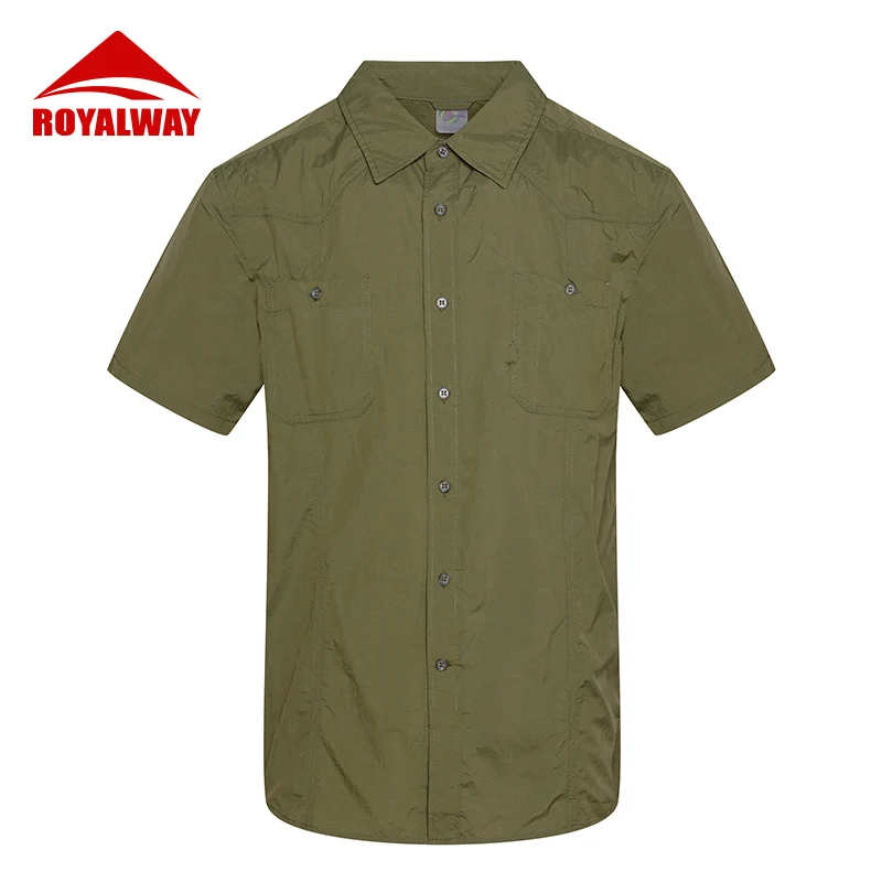 

ROYALWAY Multipurpose Outdoor Men Hiking Short Sleeved Fishing Shirt Quick Dry Removable Breathable Shirt Free Shipping RFQM2042