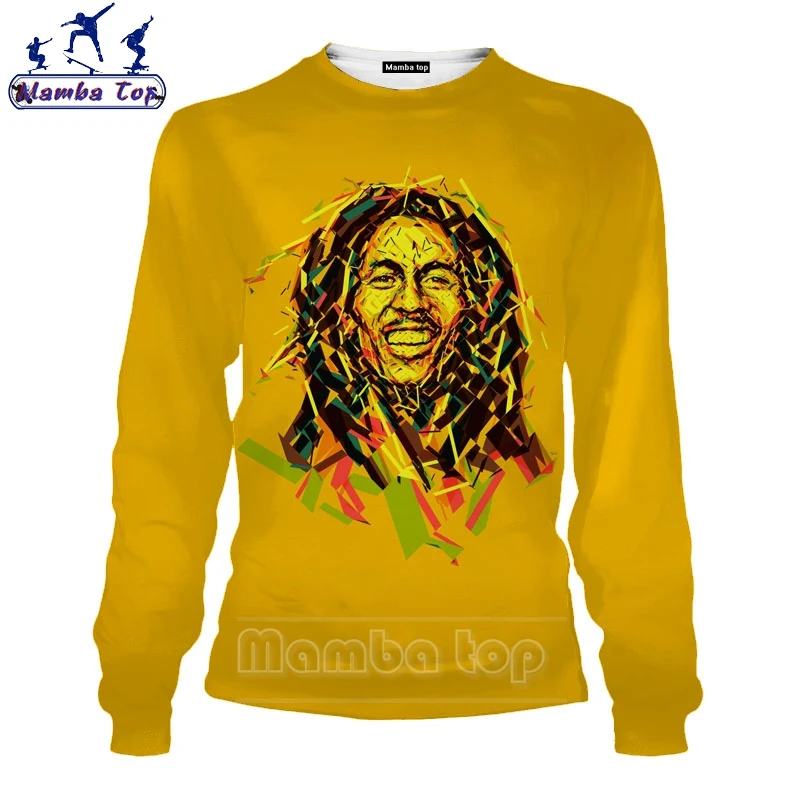 Толстовка Mamba top Bob Marley 3D принт рок-певец забавная черная одежда мужская рубашка