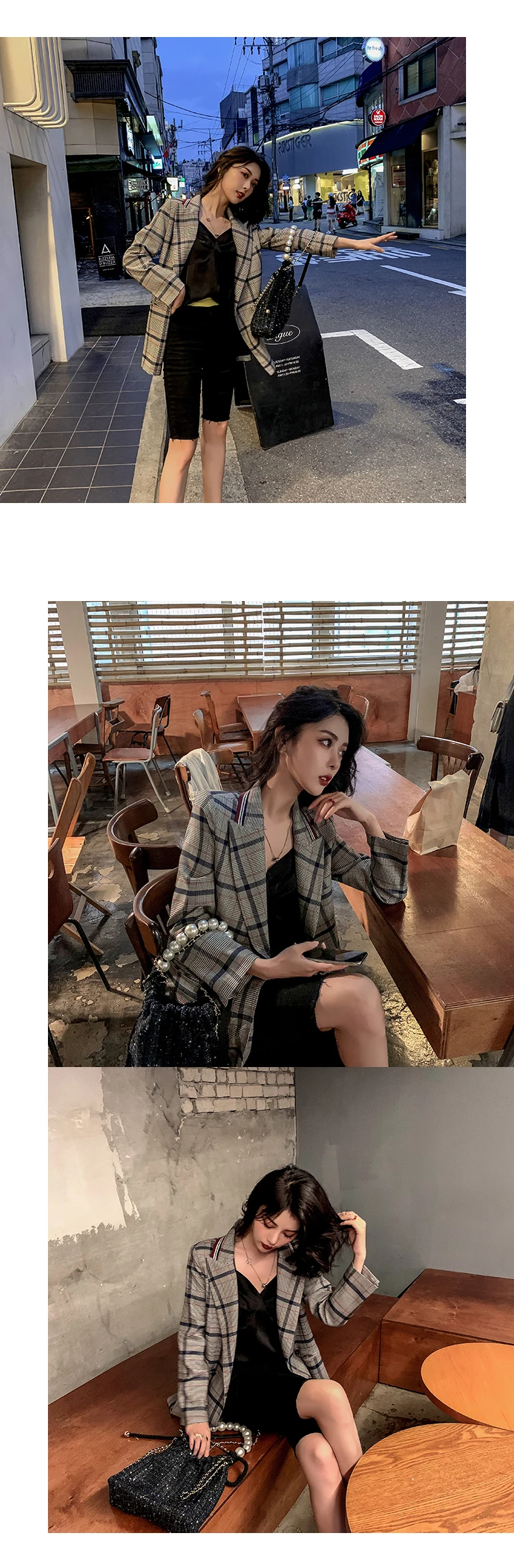 Women Winter Autumn Plaid Suit Jacket Female Coat Fashion Clothing Slim Blazer