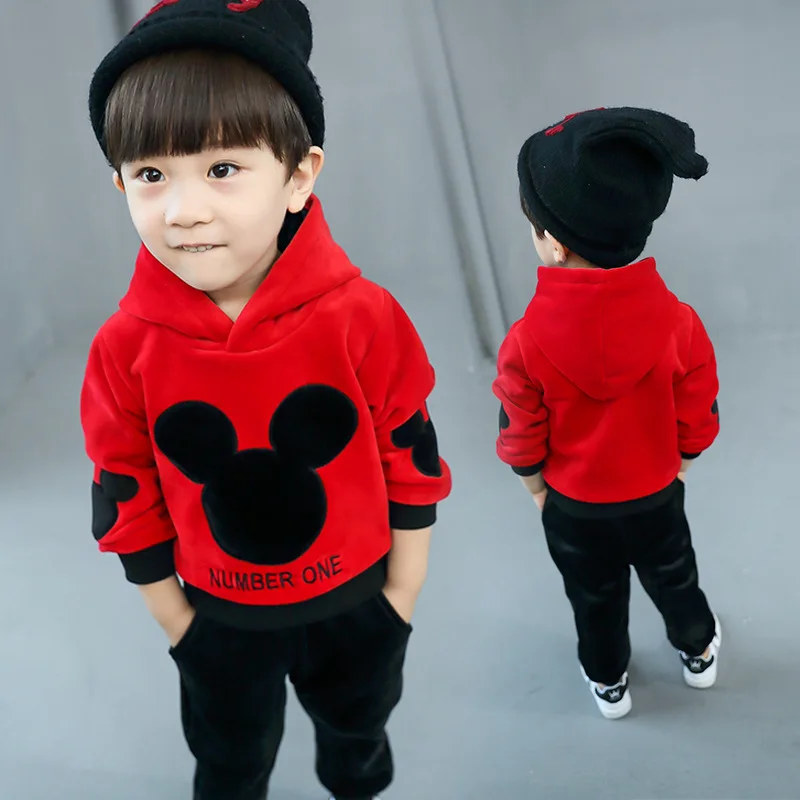 Kids Tracksuit Boys Casual Clothes Set Costume Mickey mouse Sport Suit for Girl Teen Long Sleeve Sweatshirt Hoodies Pant