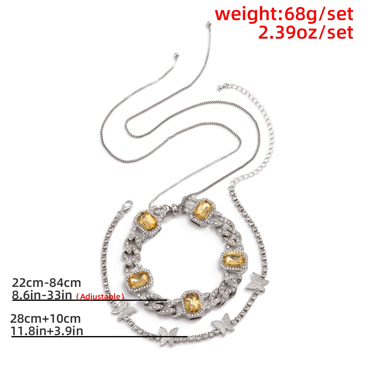 

Geometric Crystal Miami Cuban Chain Choker Necklace for Women Vintage Butterfly Rhinestone Tennis Chains Necklace Jewelry Gift