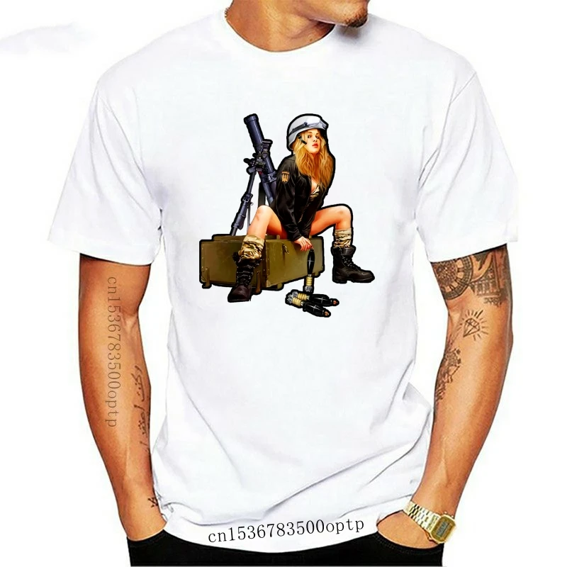 

3508D Pinup Girl Mens T Shirt Custom Printed 100% Cotton T-shirts Fitness Clothing Homme 2020 For Men