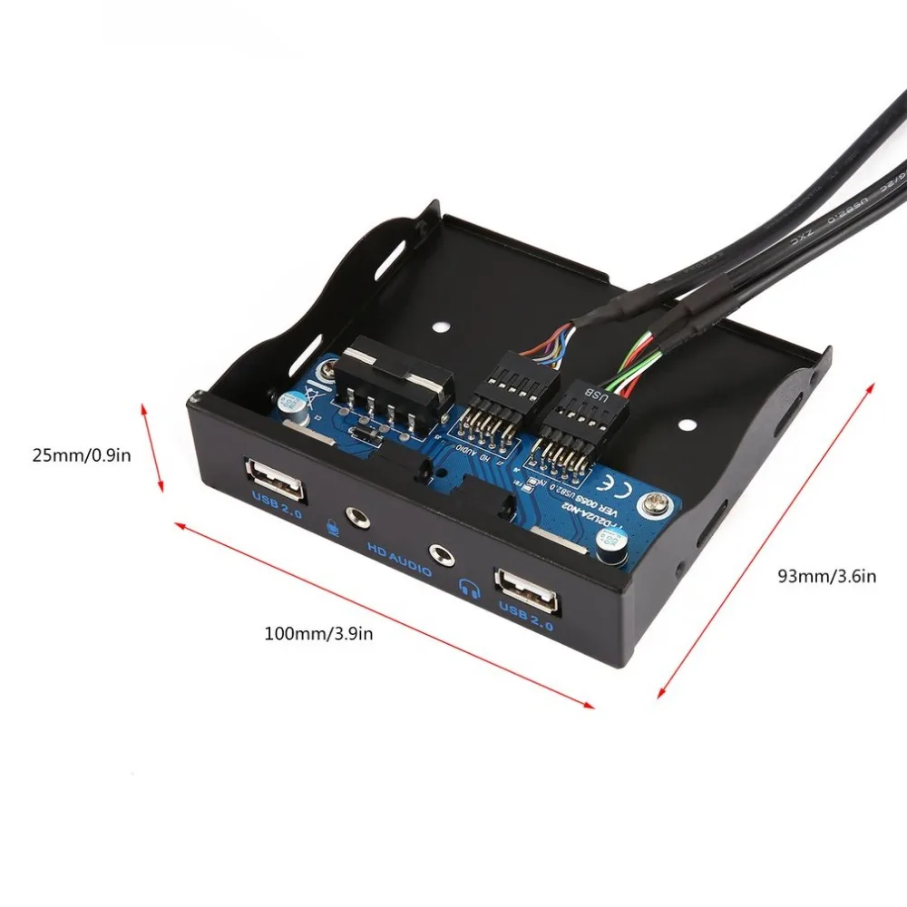 

3.5'' 2-USB 2.0 Port HUB HD Audio Output Floppy Drive Expansion Front Panel Digital Mobile Rack Expanding for Your PC