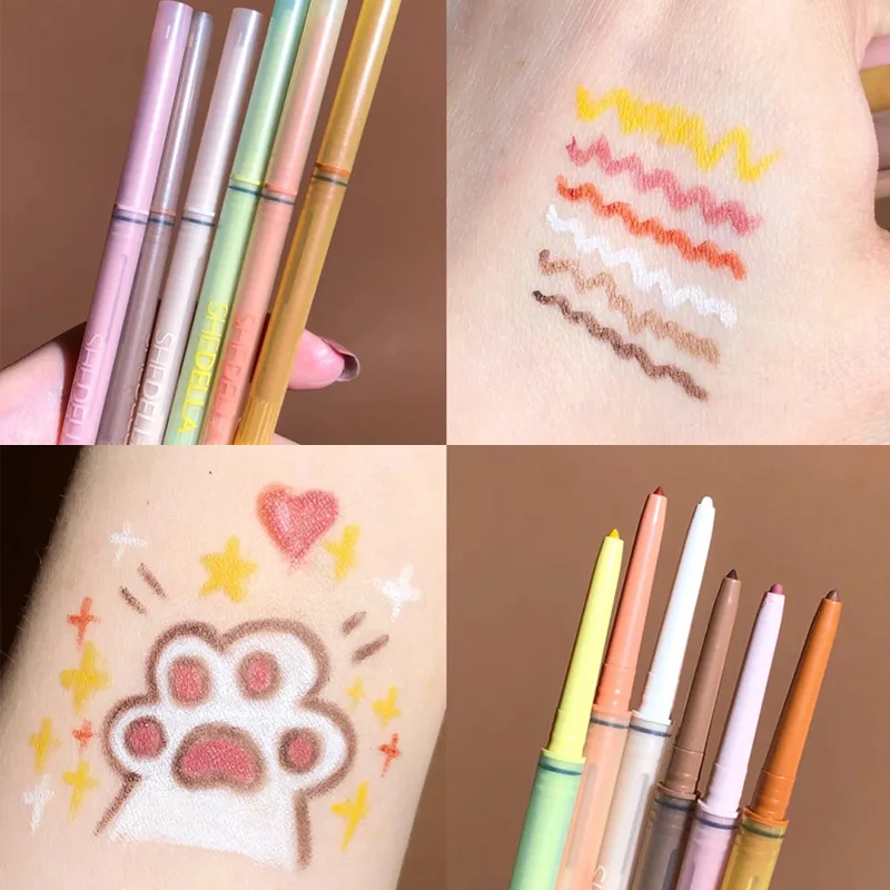 

6 Color Option Gel Eyeliner Waterproof Not Blooming Natural Long-lasting Lying Silkworm Inner Eyeliner Pencil Beginner