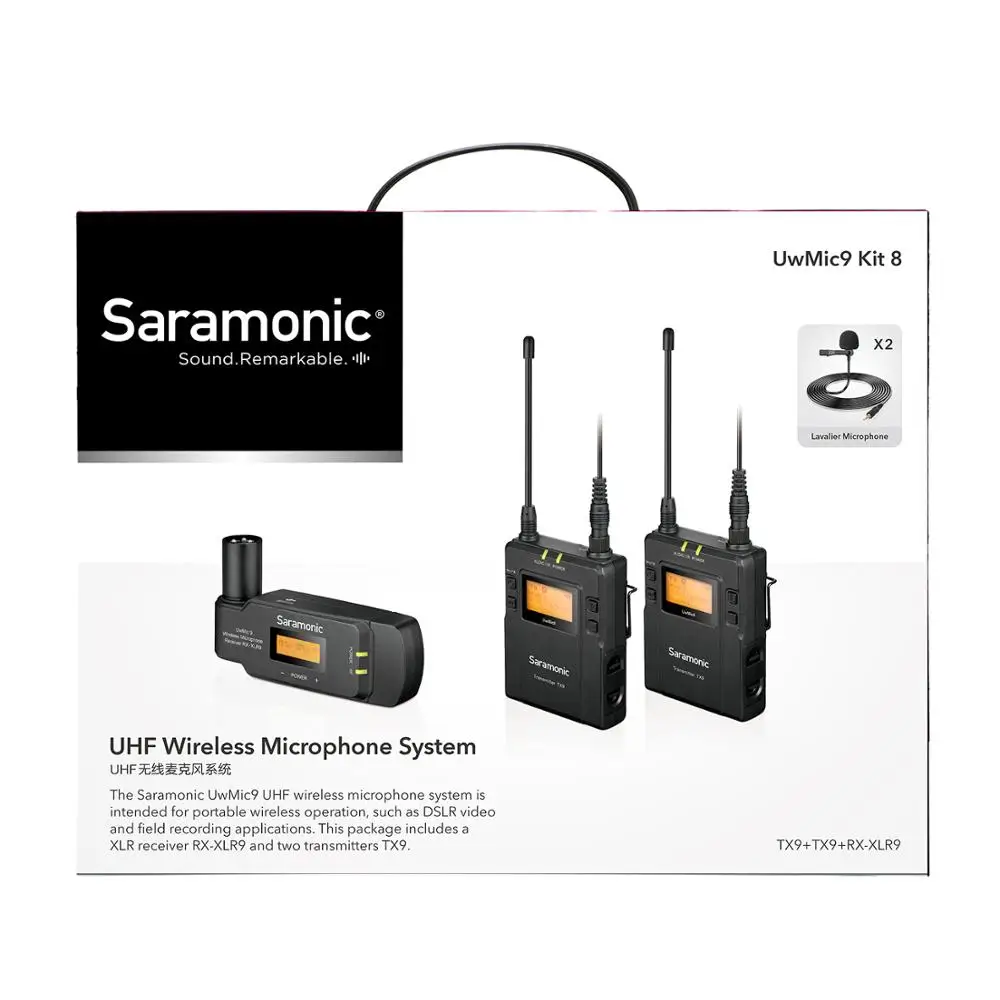Saramonic UwMic9 Kit8 Wireless Lavalier Microphone 2 Transmitter &amp XLR Battery Grip Receiver for Camera Camcorder | Электроника