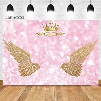 laeacco baby shower background fantasy dreamy polka dots light bokeh golden wings crown poster customized photography backdrops