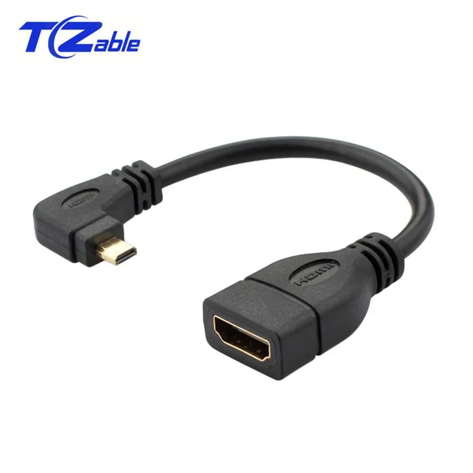Микро HDMI к HDMI кабель адаптер «Папа-мама» 1080P 90 градусов прямоугольный преобразователь для ноутбука HDTV проектор 0,15 м