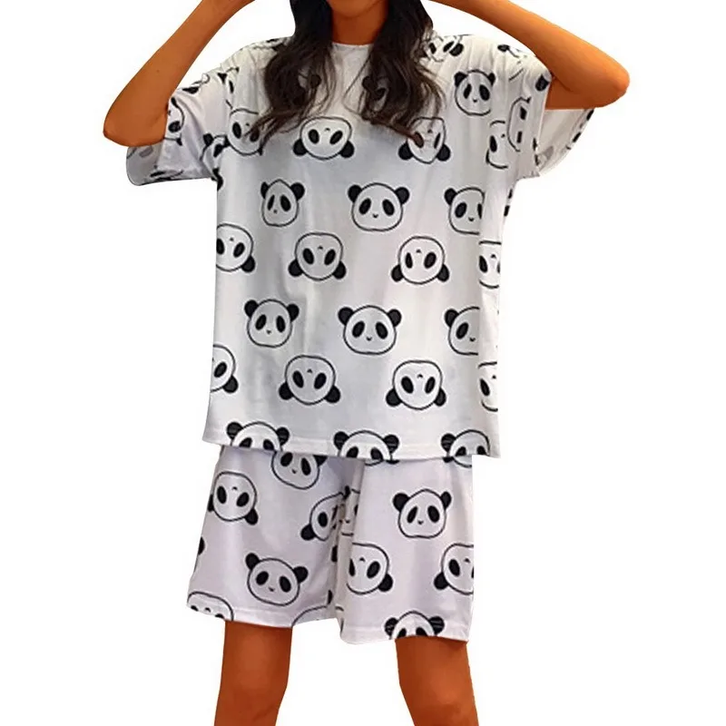 

2 Piece Woman Set Pajamas Female Cartoon Print Suit Short-Sleeved Pijama Girl Student Korean Version Cute Home Clothes Sleepwear