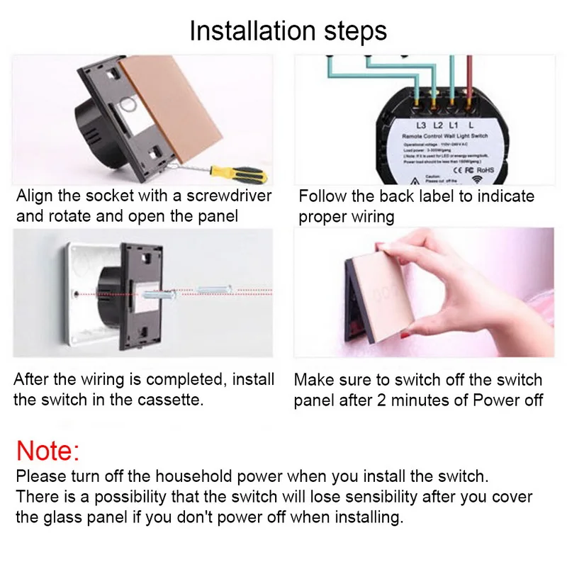 Новый 1 шт. банды 1Way светодиодный диммер переключатель из закаленного стекла