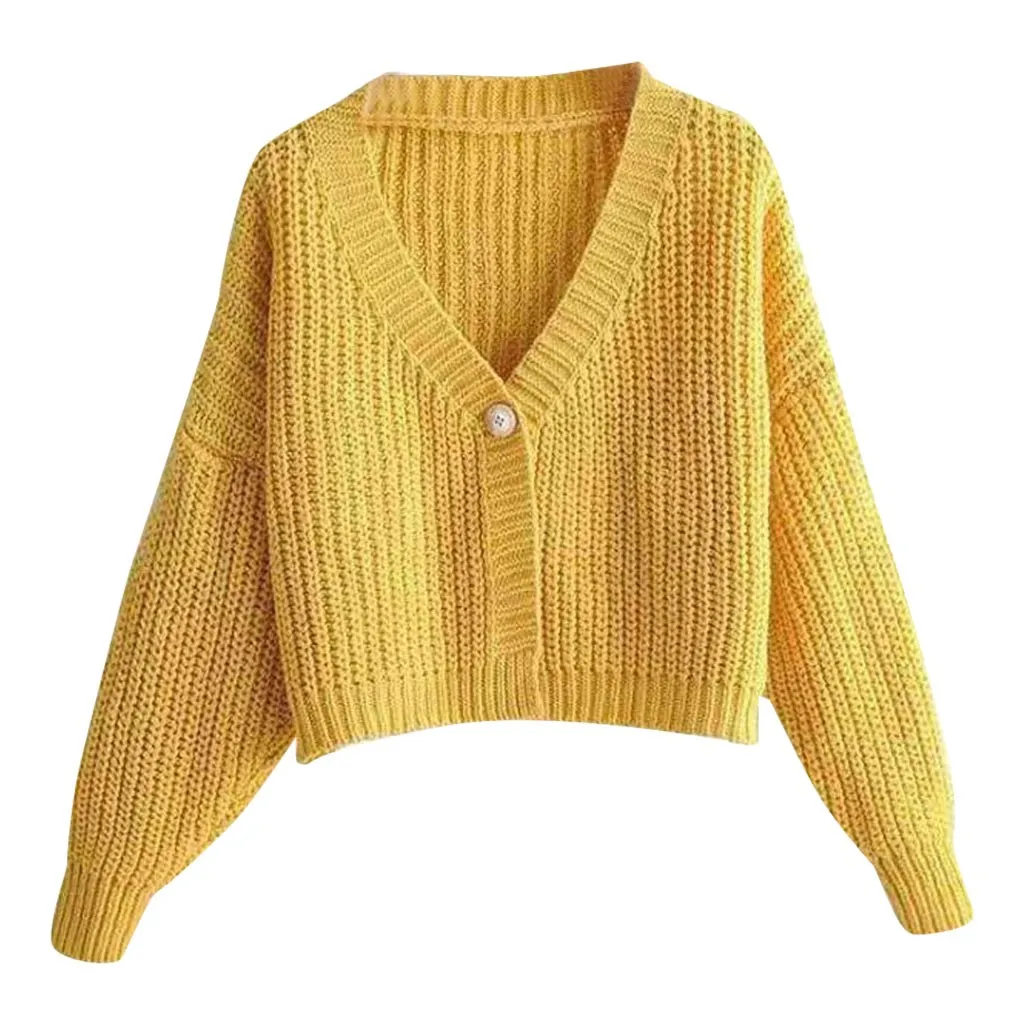 Женский вязаный свитер свободного покроя однотонный топ с глубоким v образным