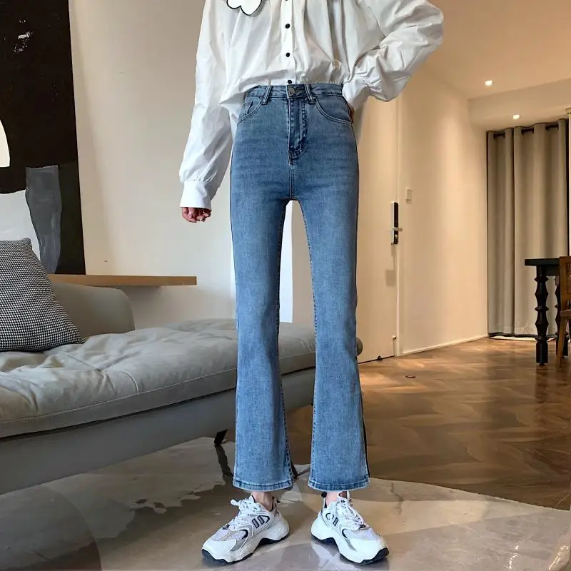 

2298 women new Straight Slim Spring/Autumn High-Waist Slim Slim Pants Design Jeans