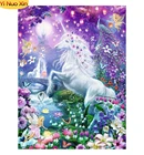 Набор для мозаики YNX, алмазная 5D Вышивка цветочные сказки и Единорог, полноразмернаякруглая, домашний декор, подарок