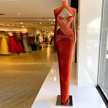 Robe De Soirée élégante pour femmes, tenue De bal De standing, col montant, perles, paillettes, manches longues, plissage serré, nouvelle collection  (2)