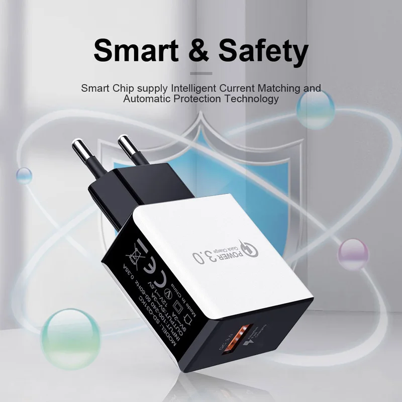 Универсальное быстрое зарядное устройство 5 В 3 А 9 2 18 Вт 0 сетевое USB для iPhone Samsung