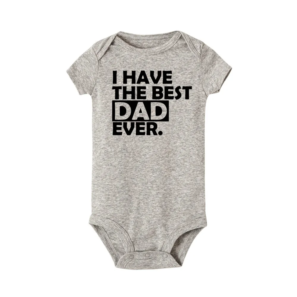 RA91-SRPGY- Хлопковый комбинезон для Близнецов с надписью «I Have The Best Dad and Mom Ever»; Забавный комбинезон для новорожденных мальчиков и девочек - Цвет: RA91-SRPGY-