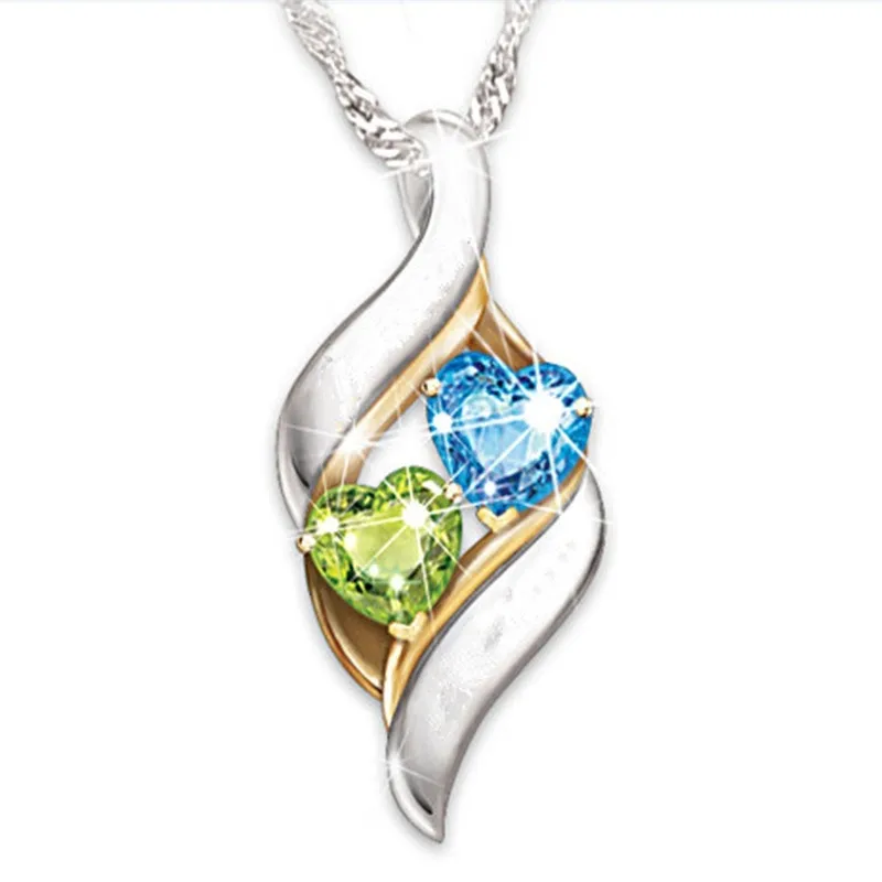 

Women exquisite luxury two-color zircon heart shaped pendant Valentine Day gift party wedding jewelry wholesale fashion jewelry