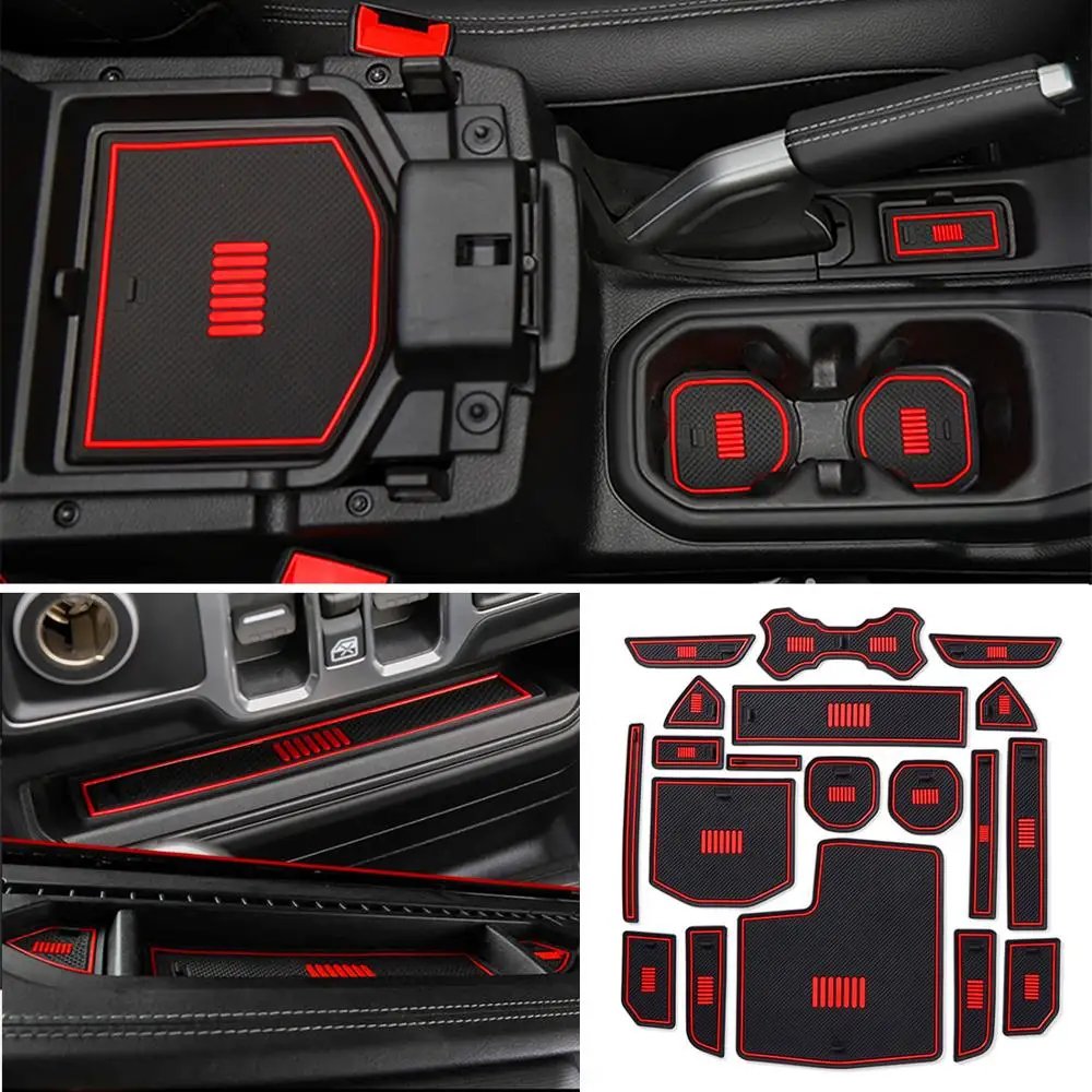 Для Jeep Wrangler JL коврик для чашки под заказ, коврик для глушителя, нескользящий внутренний слот для ворот, коврики, белый, красный, синий, желтый, фиолетовый