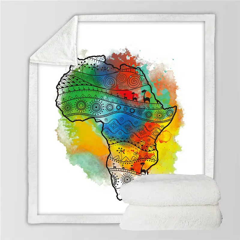 Постельные принадлежности Outlet Африканская Карта шерпа одеяло геометрическое одеяло s для кровати Ретро экзотическое Флисовое одеяло коричневое Тропическое постельное белье - Цвет: 006