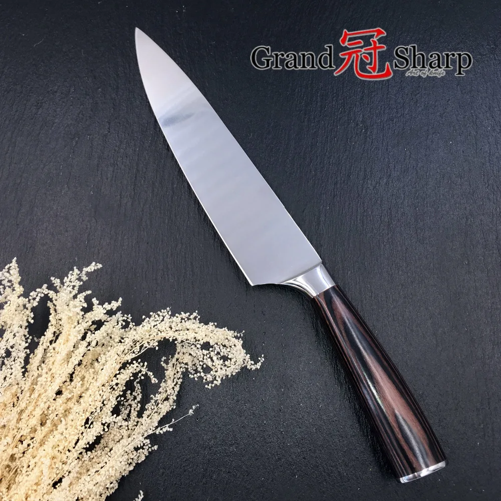 

GRANDSHARP 8 Inch High Quality Chef Knife High Carbon AUS-8 Japanese Stainless Steel Pakka Handle Kitchen Knife Cooking Tools