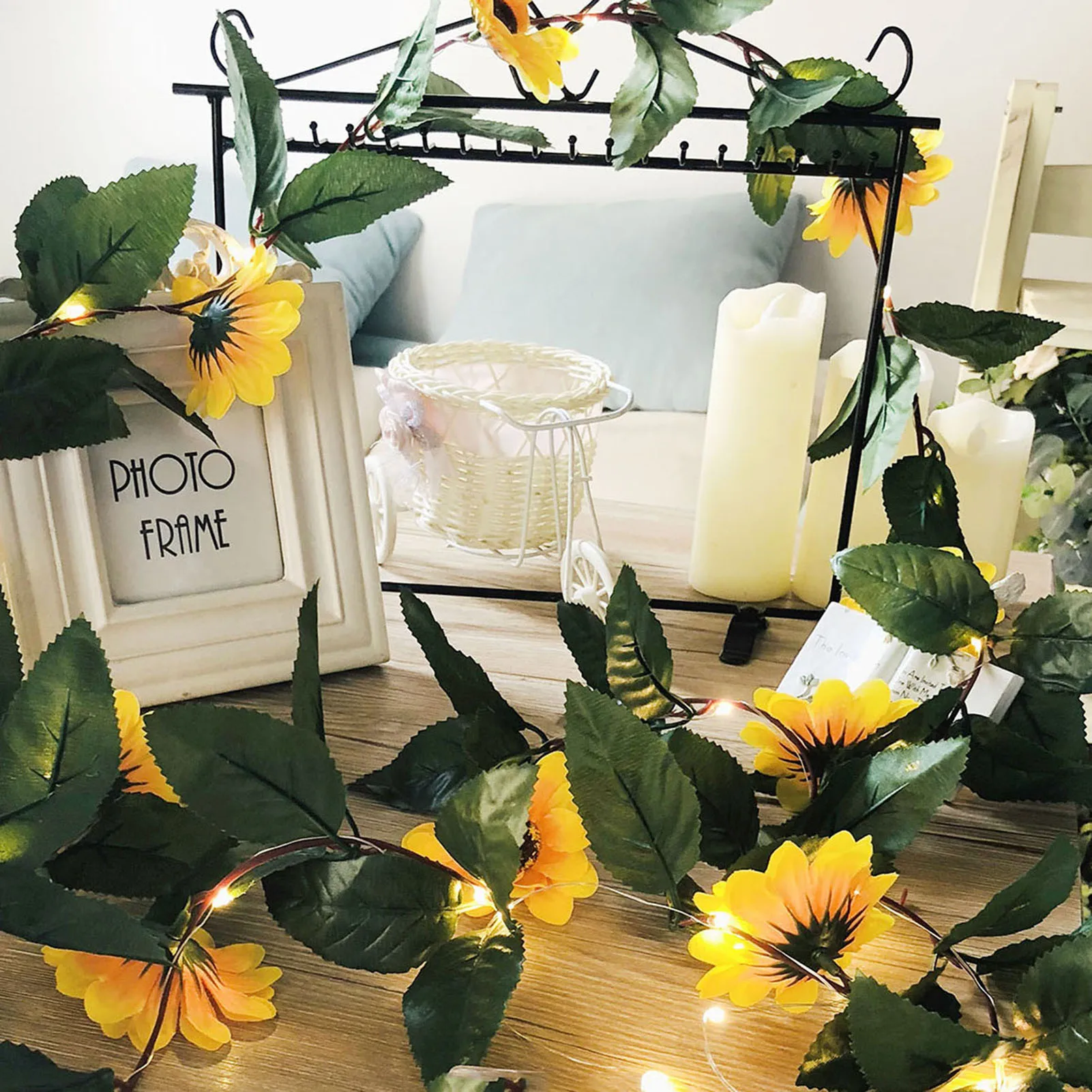 

Artificial Sunflowers Green Leaves String Light 30 Lamp Beads Constant Bright Warm White Beautiful Room Decoration