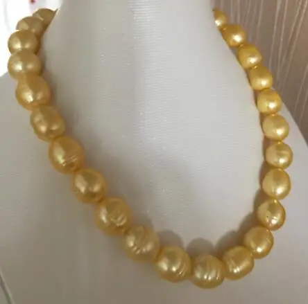 

single 10-11mm south sea baroque gold pearl necklace 18inch 14k