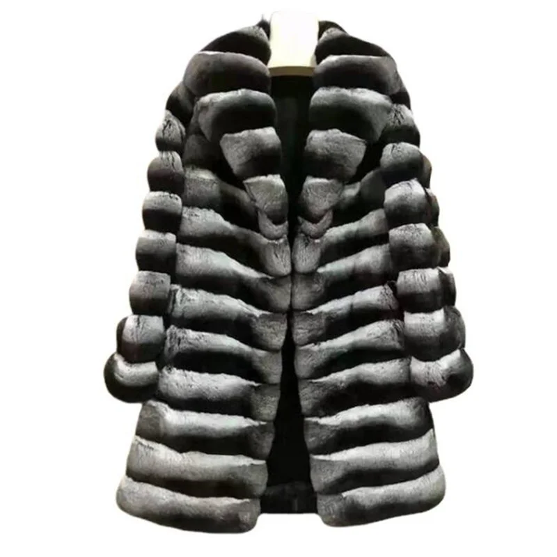 Rex rabbit fur jacket women's winter warm imitation mink fur coat casual mid-length thick windbreaker куртка женская large